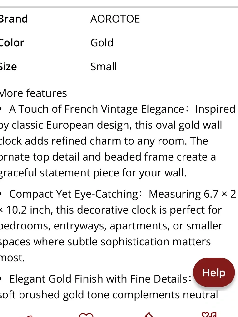 Elegant Gold Oval Wall Clock French Vintage-Inspired Silent Quartz Movement